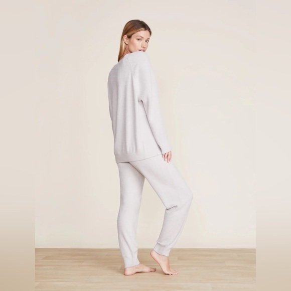 Barefoot Dreams CozyChic Lite Rib Blocked Pullover In Silver Ice NWT Size Large - Picture 3 of 12